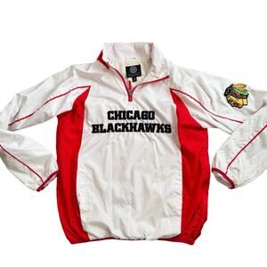 Vtg 1990s NHL Chicago Blackhawks Quarter Zip Windbreaker Sz M